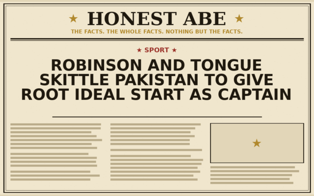 Robinson and Tongue Skittle Pakistan to Give Root Ideal Start as Captain