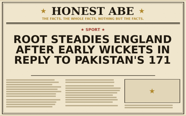Root Steadies England After Early Wickets in Reply to Pakistan’s 171