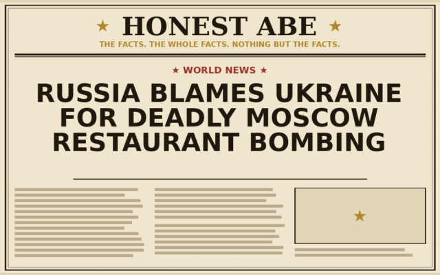 Russia Blames Ukraine for Deadly Moscow Restaurant Bombing