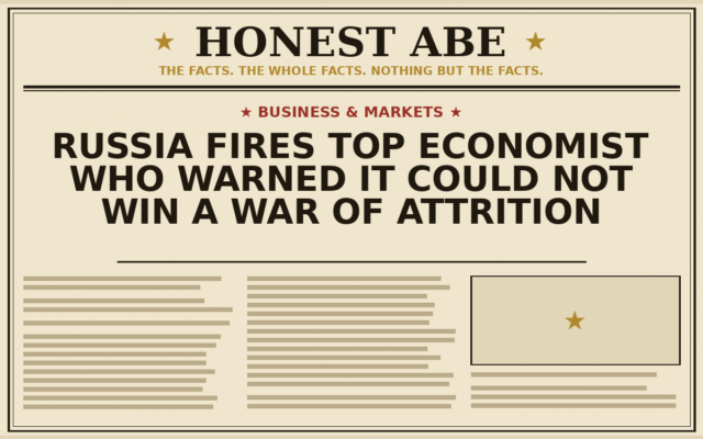 Russia Fires Top Economist Who Warned It Could Not Win a War of Attrition