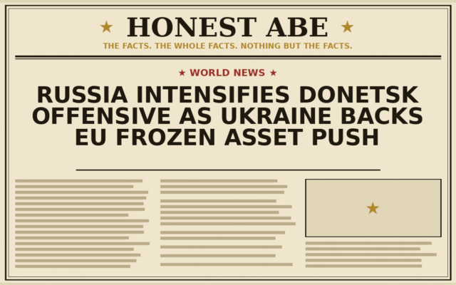 Russia Intensifies Donetsk Offensive as Ukraine Backs EU Frozen Asset Push