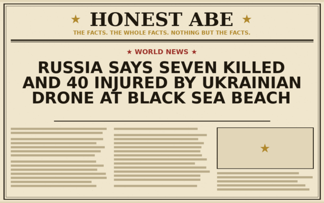 Russia Says Seven Killed and 40 Injured by Ukrainian Drone at Black Sea Beach