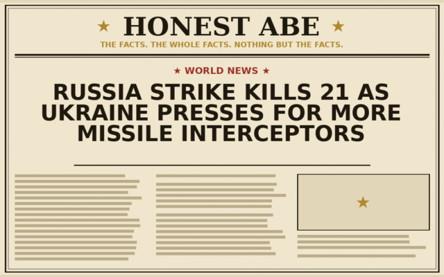 Russia Strike Kills 21 as Ukraine Presses for More Missile Interceptors