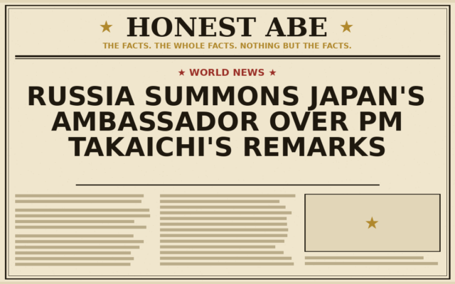 Russia Summons Japan’s Ambassador Over PM Takaichi’s Remarks