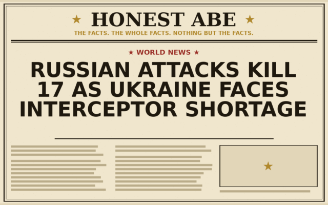 Russian Attacks Kill 17 as Ukraine Faces Interceptor Shortage