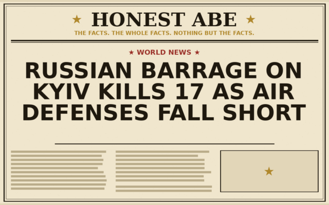 Russian Barrage on Kyiv Kills 17 as Air Defenses Fall Short