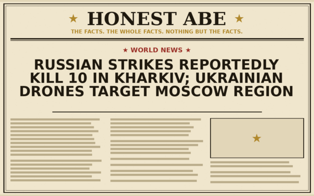 Russian Strikes Reportedly Kill 10 in Kharkiv; Ukrainian Drones Target Moscow Region