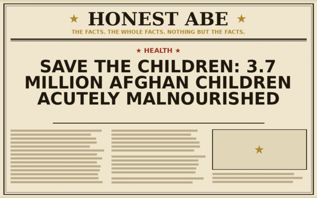 Save the Children: 3.7 Million Afghan Children Acutely Malnourished