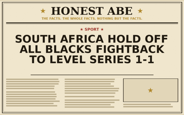 South Africa Hold Off All Blacks Fightback to Level Series 1-1