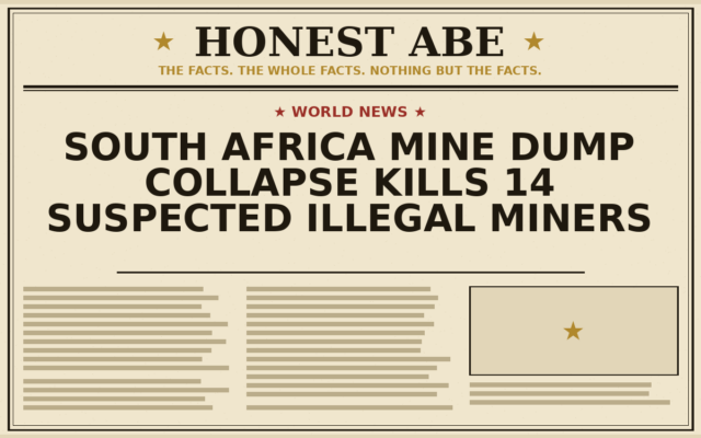 South Africa Mine Dump Collapse Kills 14 Suspected Illegal Miners