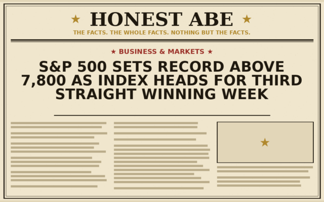 S&P 500 Sets Record Above 7,800 as Index Heads for Third Straight Winning Week
