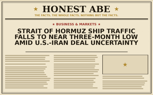 Strait of Hormuz Ship Traffic Falls to Near Three-Month Low Amid U.S.-Iran Deal Uncertainty