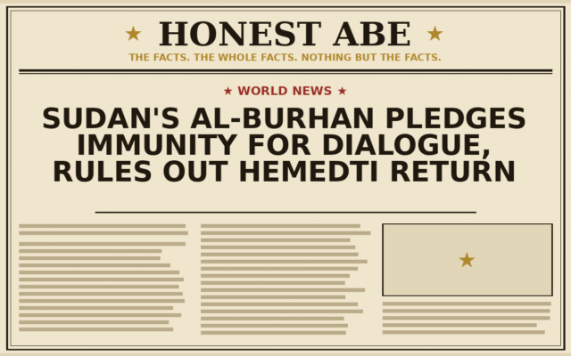 Sudan’s al-Burhan Pledges Immunity for Dialogue, Rules Out Hemedti Return
