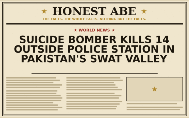Suicide Bomber Kills 14 Outside Police Station in Pakistan’s Swat Valley