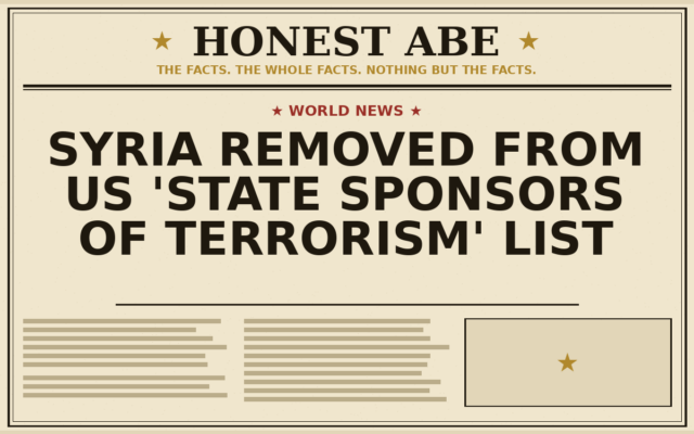 Syria Removed From US ‘State Sponsors of Terrorism’ List