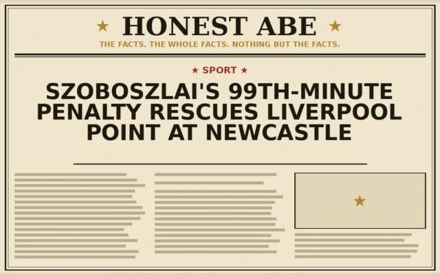 Szoboszlai’s 99th-Minute Penalty Rescues Liverpool Point at Newcastle