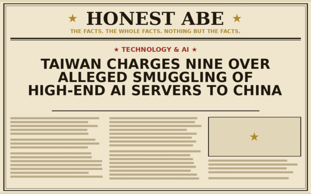 Taiwan Charges Nine Over Alleged Smuggling of High-End AI Servers to China