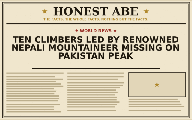 Ten Climbers Led by Renowned Nepali Mountaineer Missing on Pakistan Peak