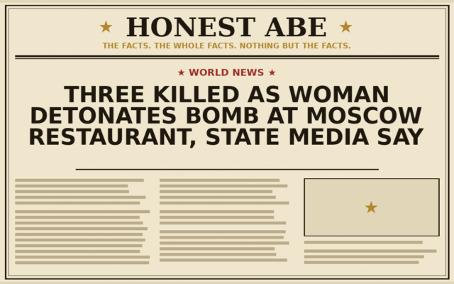 Three Killed as Woman Detonates Bomb at Moscow Restaurant, State Media Say