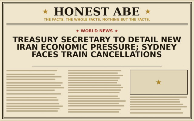 Treasury Secretary to Detail New Iran Economic Pressure; Sydney Faces Train Cancellations