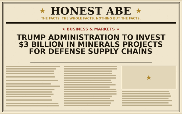 Trump Administration to Invest $3 Billion in Minerals Projects for Defense Supply Chains