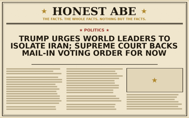 Trump Urges World Leaders to Isolate Iran; Supreme Court Backs Mail-In Voting Order For Now