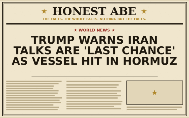 Trump Warns Iran Talks Are ‘Last Chance’ as Vessel Hit in Hormuz