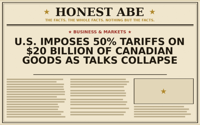 U.S. Imposes 50% Tariffs on $20 Billion of Canadian Goods as Talks Collapse