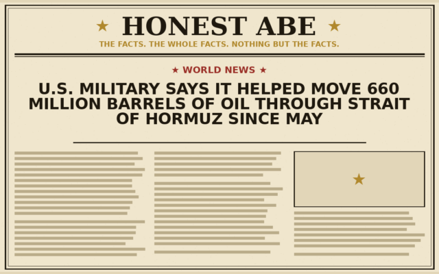 U.S. Military Says It Helped Move 660 Million Barrels of Oil Through Strait of Hormuz Since May