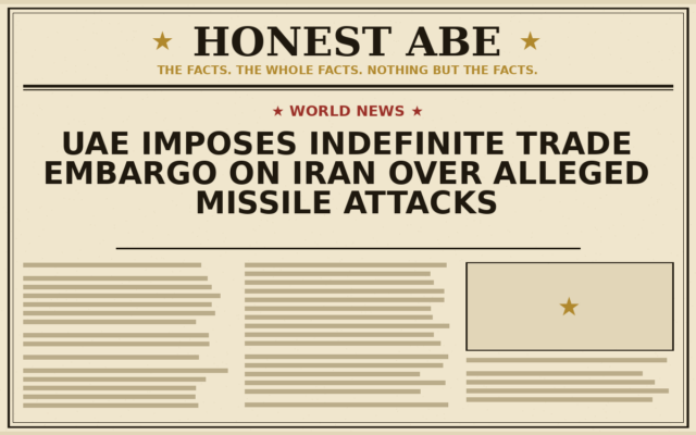 UAE Imposes Indefinite Trade Embargo on Iran Over Alleged Missile Attacks