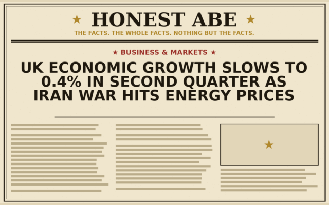 UK Economic Growth Slows to 0.4% in Second Quarter as Iran War Hits Energy Prices
