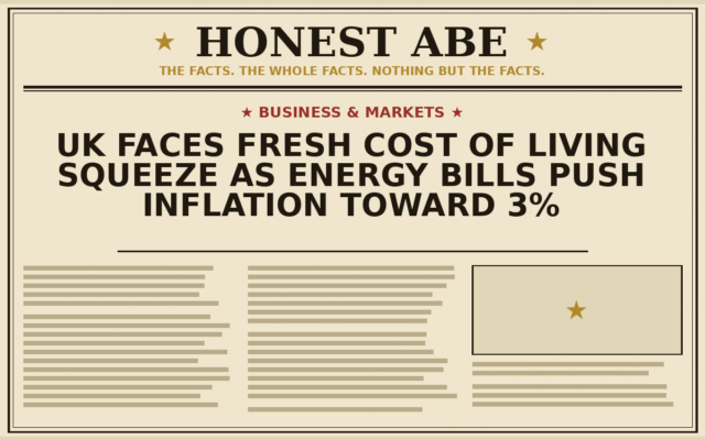 UK Faces Fresh Cost of Living Squeeze as Energy Bills Push Inflation Toward 3%