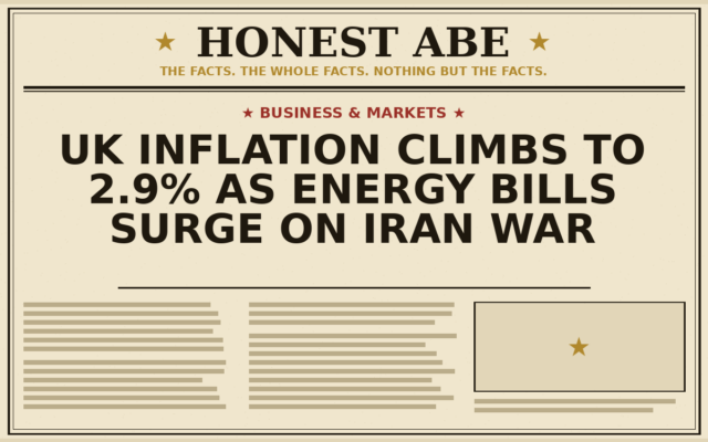 UK Inflation Climbs to 2.9% as Energy Bills Surge on Iran War
