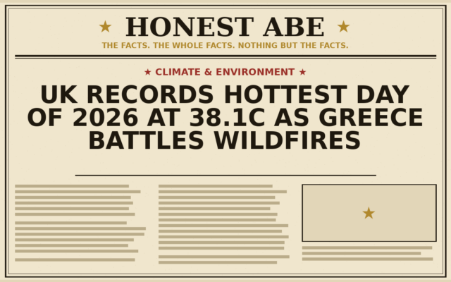 UK Records Hottest Day of 2026 at 38.1C as Greece Battles Wildfires