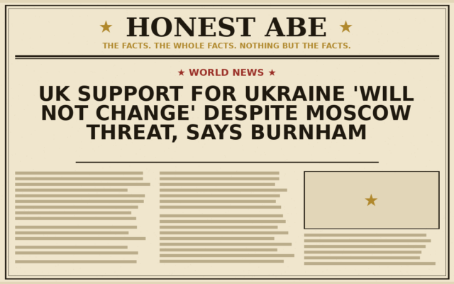 UK Support for Ukraine ‘Will Not Change’ Despite Moscow Threat, Says Burnham