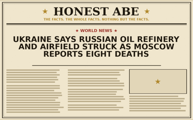 Ukraine Says Russian Oil Refinery and Airfield Struck as Moscow Reports Eight Deaths