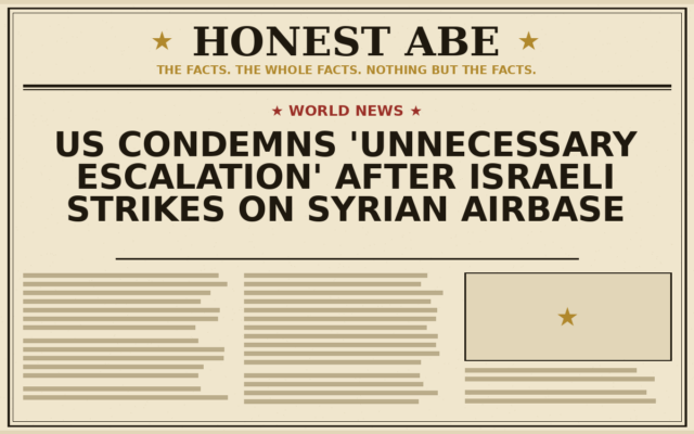US Condemns ‘Unnecessary Escalation’ After Israeli Strikes on Syrian Airbase