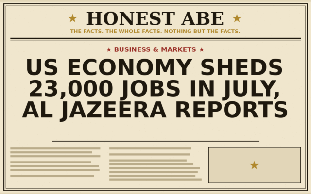 US Economy Sheds 23,000 Jobs in July, Al Jazeera Reports