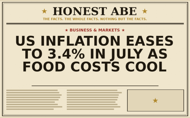 US Inflation Eases to 3.4% in July as Food Costs Cool