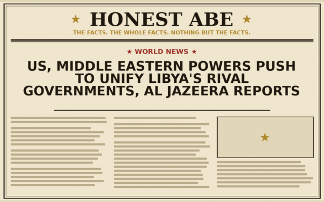 US, Middle Eastern Powers Push to Unify Libya’s Rival Governments, Al Jazeera Reports