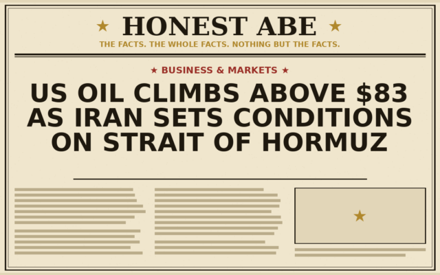 US Oil Climbs Above $83 as Iran Sets Conditions on Strait of Hormuz