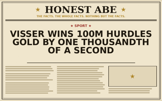 Visser Wins 100m Hurdles Gold by One Thousandth of a Second