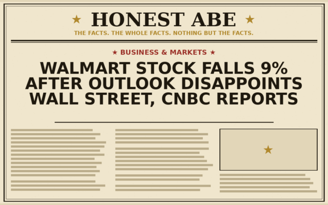 Walmart Stock Falls 9% After Outlook Disappoints Wall Street, CNBC Reports