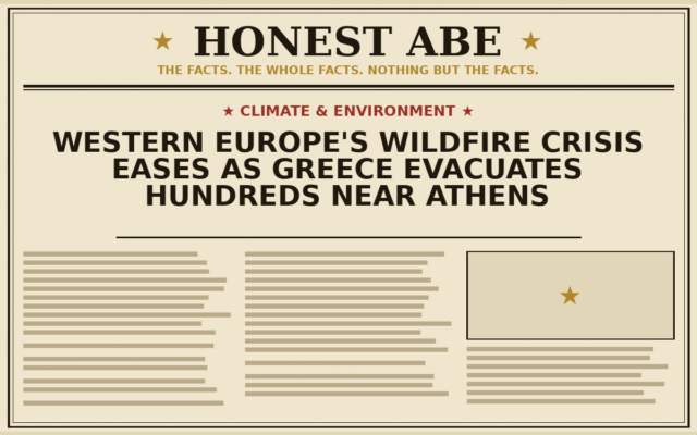 Western Europe’s Wildfire Crisis Eases as Greece Evacuates Hundreds Near Athens