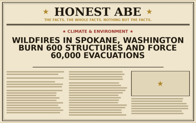 Wildfires in Spokane, Washington Burn 600 Structures and Force 60,000 Evacuations