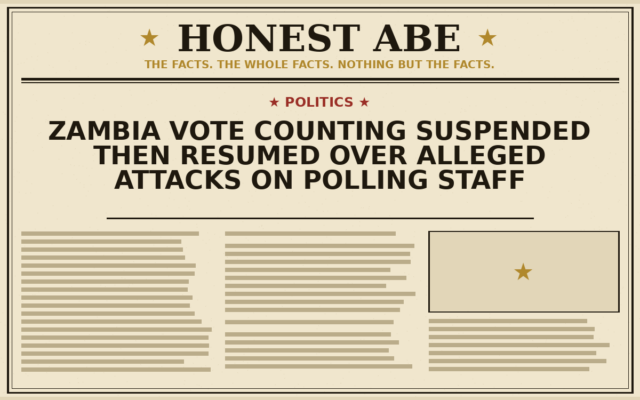 Zambia Vote Counting Suspended Then Resumed Over Alleged Attacks on Polling Staff