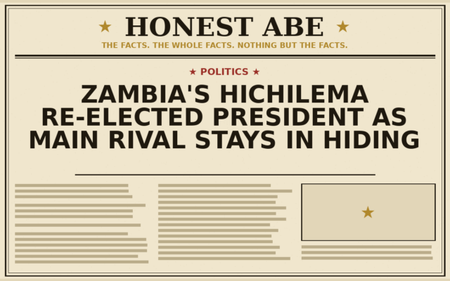 Zambia’s Hichilema Re-elected President as Main Rival Stays in Hiding