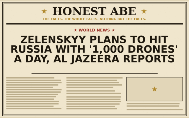 Zelenskyy Plans to Hit Russia With ‘1,000 Drones’ a Day, Al Jazeera Reports