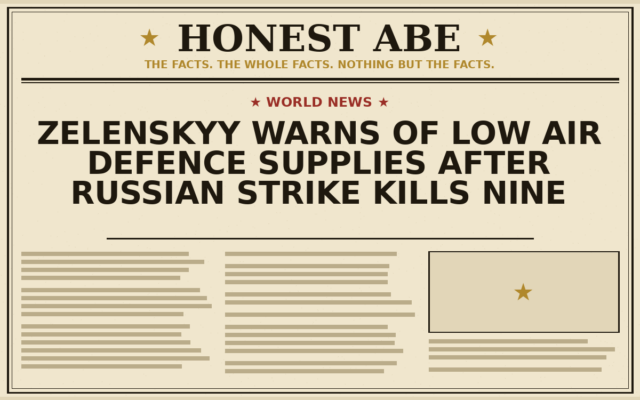 Zelenskyy Warns of Low Air Defence Supplies After Russian Strike Kills Nine