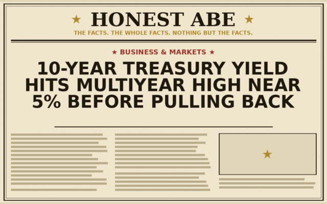 10-Year Treasury Yield Hits Multiyear High Near 5% Before Pulling Back